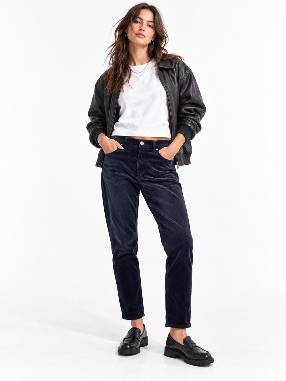 Current/Elliott The Fling Black Velvet Mid Rise Boyfriend Jeans Size 27